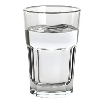 a glass of water on a white background
