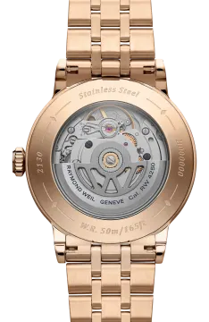 a rose gold watch with a white dial