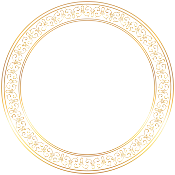 a round gold frame with scrolls and scrolls