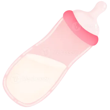 a baby bottle with a pink cap