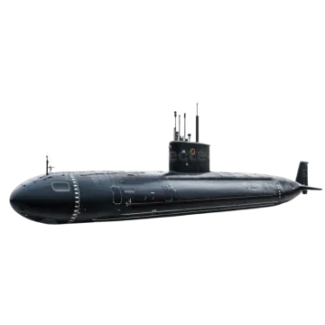 a black submarine on a white background