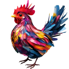 a colorful rooster is standing on its hinds