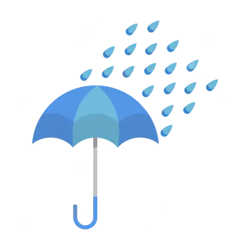 a blue umbrella with rain coming from it