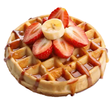 a wa with strawberries and a banana on top