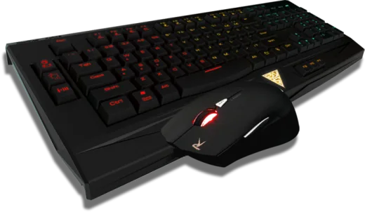 a computer keyboard and mouse on a white background