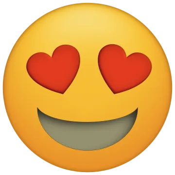 a smiley face with hearts in the eyes