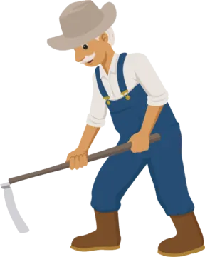 an illustration of a man with a shovel