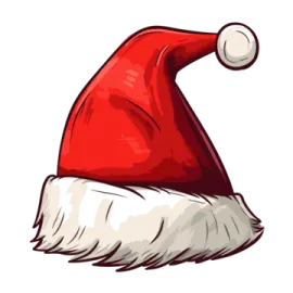 a red santa hat with white trim