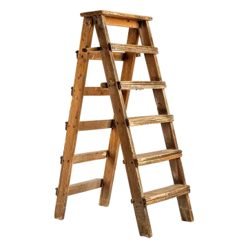 a wooden ladder on a white background