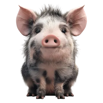 a small pig sitting on top of a table
