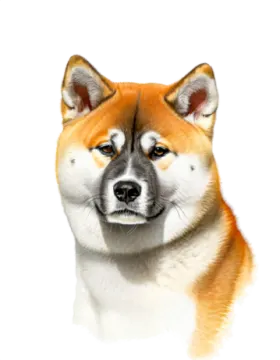 a close up of a dog on a white background