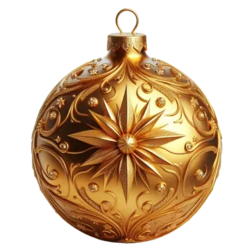a gold christmas ball orname on a white background