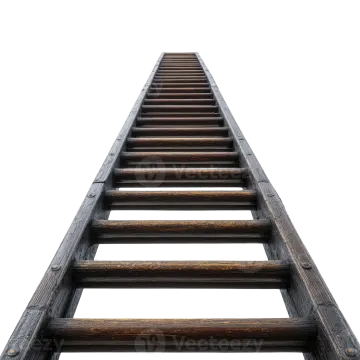 an old wooden ladder on a white background