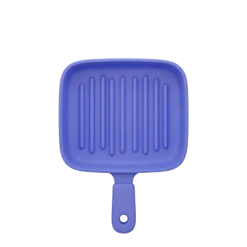a blue plastic spat with a handle
