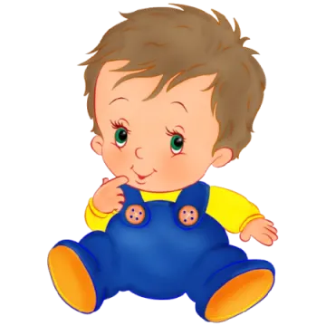 a baby boy in overalls sitting on the floor