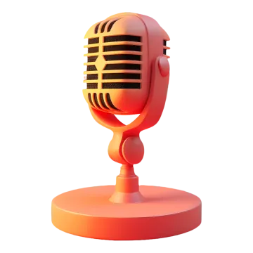 an orange microphone on a white background