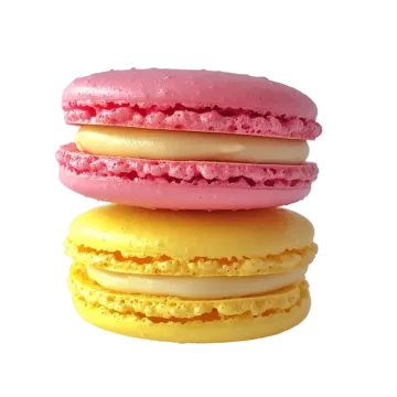 a stack of three macaros on a white background