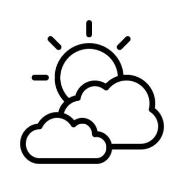 a black and white image of a sun and clouds