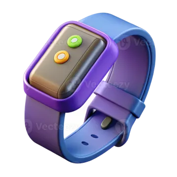 an illustration of a purple and blue apple watch