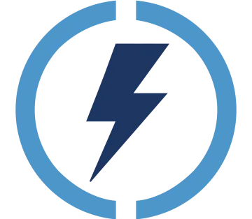 a blue circle with a lightning in it