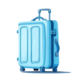 a blue suitcase on wheels