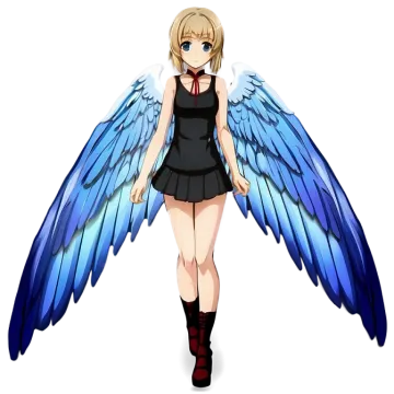 an anime girl with blue wings