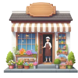 an illustration of a flower shop