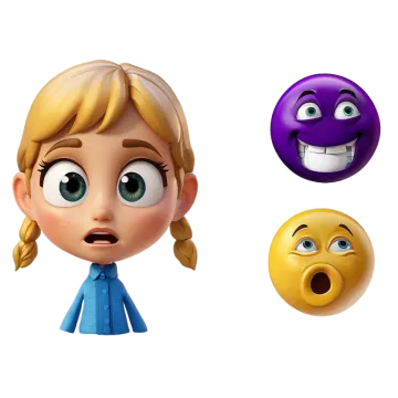 a cartoon character with four different expressions