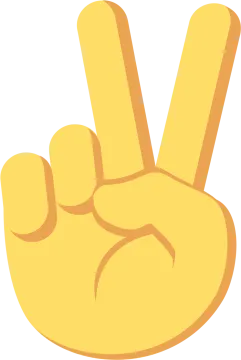 a yellow peace sign with two fingers