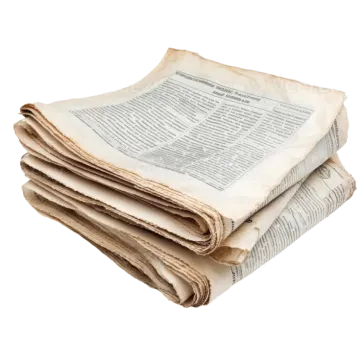a stack of newspapers on a white background