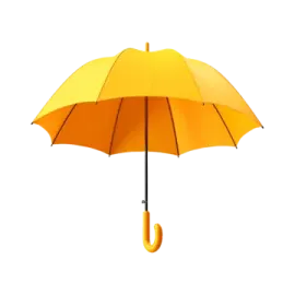 a yellow umbrella on a white background
