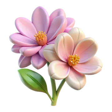 two pink flowers on a white background