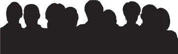 a group of people silhouetted against a white background