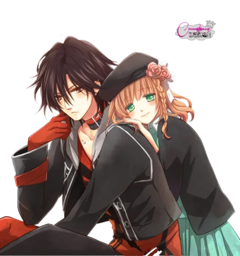 two anime characters sitting next to each other character