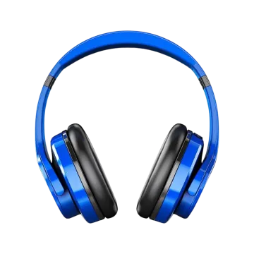 a pair of blue headphones
