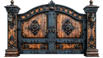 a close up of a wooden gate