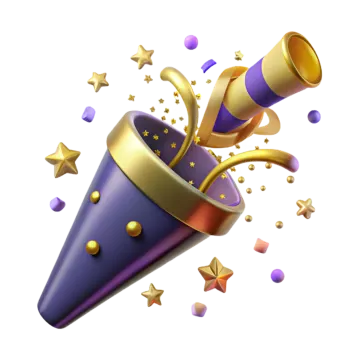 purple and gold party horn