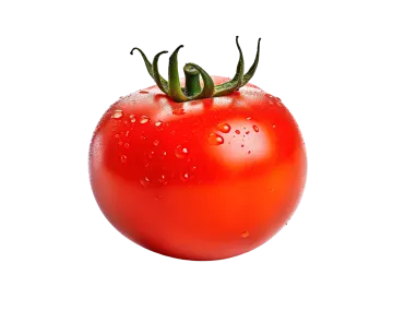 a red tomato with water droplets on it
