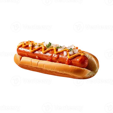 a hot dog on a white background