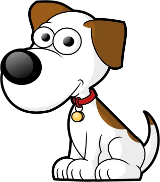 a cartoon dog sitting on the floor
