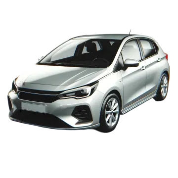 a white car with black stripes on it