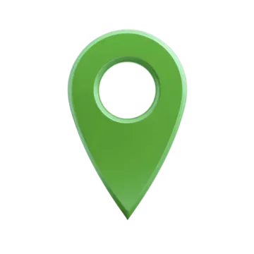 a green pin with a hole in the middle