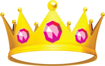 a gold crown with pink jewels on it
