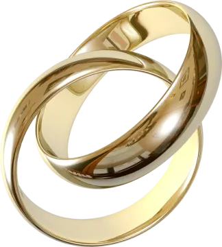 two wedding rings on a white background