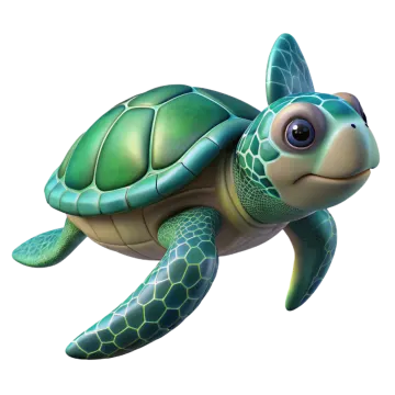 a cartoon turtle with a green shell