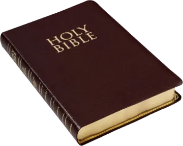 a brown bible with gold lettering on it