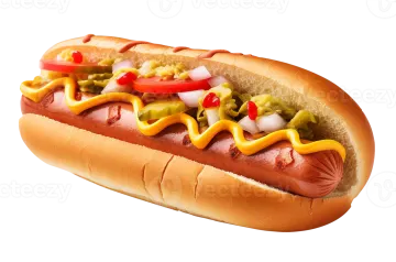 a hot dog on a white background