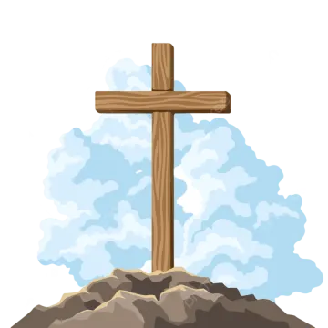 a wooden cross on top of a mountain