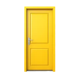 a yellow door on a white background