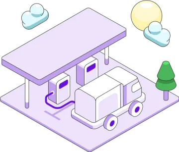 an illustration of a camper van parked in the snow